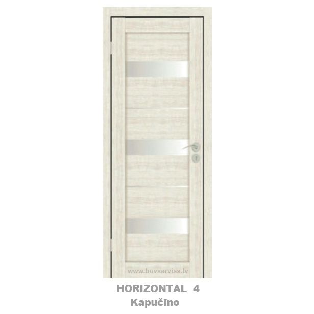 HORIZONTAL - 4  60x200 cm (ar kārbu 64.5x203.5) stiklotas ar gaišu matētu stiklu, apšūta ar polipropilēna plēvi (Kapučīno)